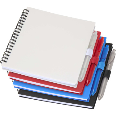 Logotrade corporate gift image of: Niove recycled plastic soft cover notebook and ballpoint pen set (blue ink)